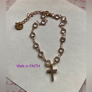Cross Anklet. Crystal Chain. One of a Kind. Bundle and Save. Ladies Gift Idea.